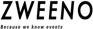 ZWEENO BECAUSE WE KNOW EVENTS logo