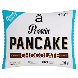 Ä PROTEIN PANCAKE FRESH BAKED 45GE CREAMY CHOCOLATE FILLING WHOLE GRAIN LOW CALORIE NO ADDED SUGAR 16G PROTEIN logo