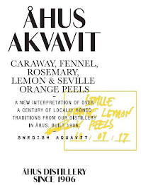 ÅHUS AKVAVIT CARAWAY, FENNEL, ROSEMARY,LEMON & SEVILLE ORANGE PEELS -  A NEW INTERPRETATION OF OVER A CENTURY OF LOCALLY HONED TRADITIONS FROM OUR DISTILLERY IN ÅHUS, BUILT IN 1906. SWEDISH AQUVIT ÅHUS DISTILLERY SINCE 1906 SEVILLE ORANGE LEMON PEELS 10/07/2017 PER HERMANSSON logo